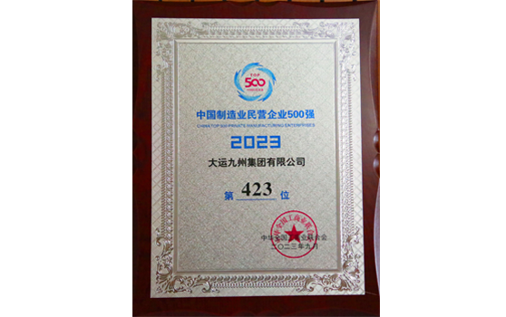 2023年，Z6·尊龙凯时集团中国制造业民营企业500强荣誉
